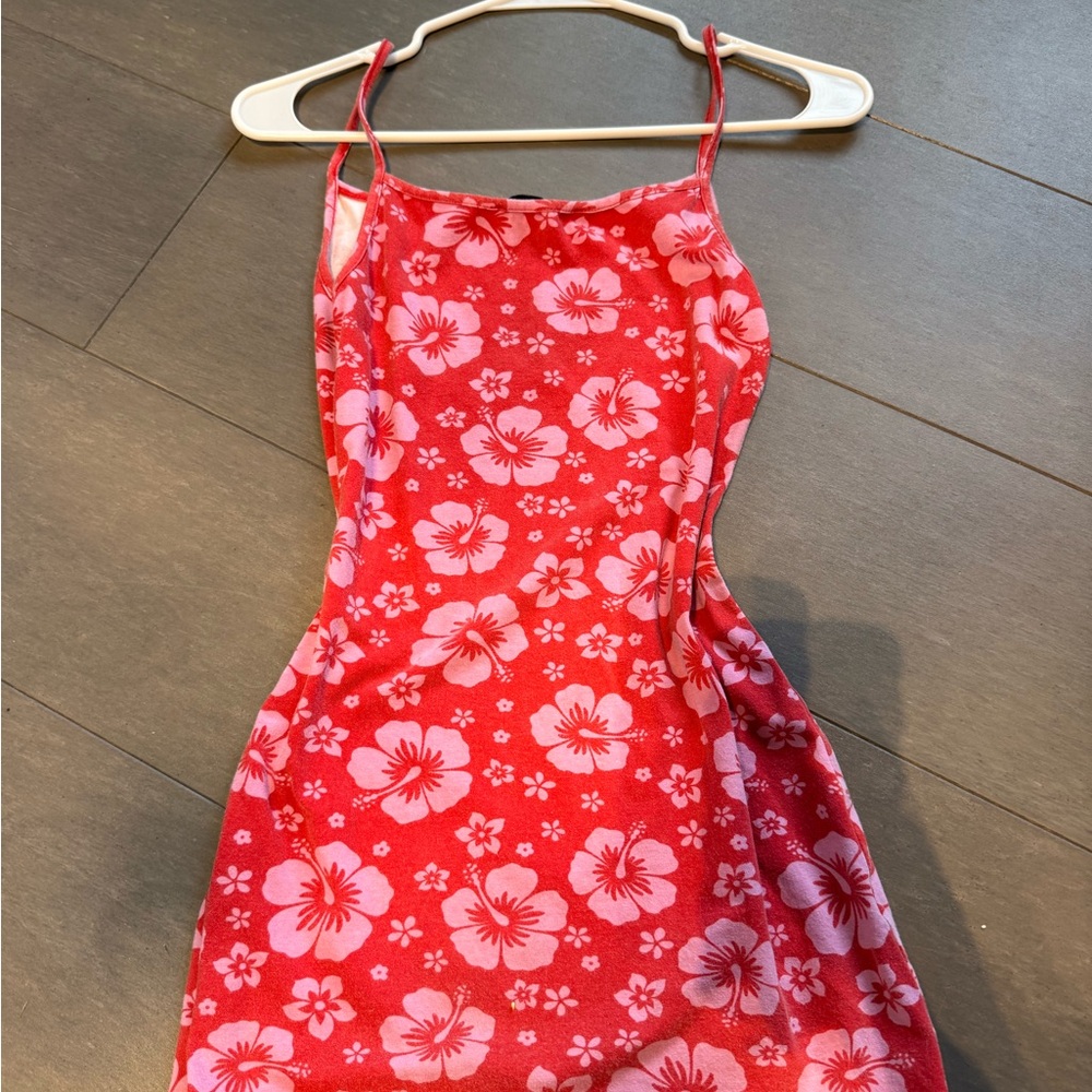 Red Floral Spaghetti Strap Dress